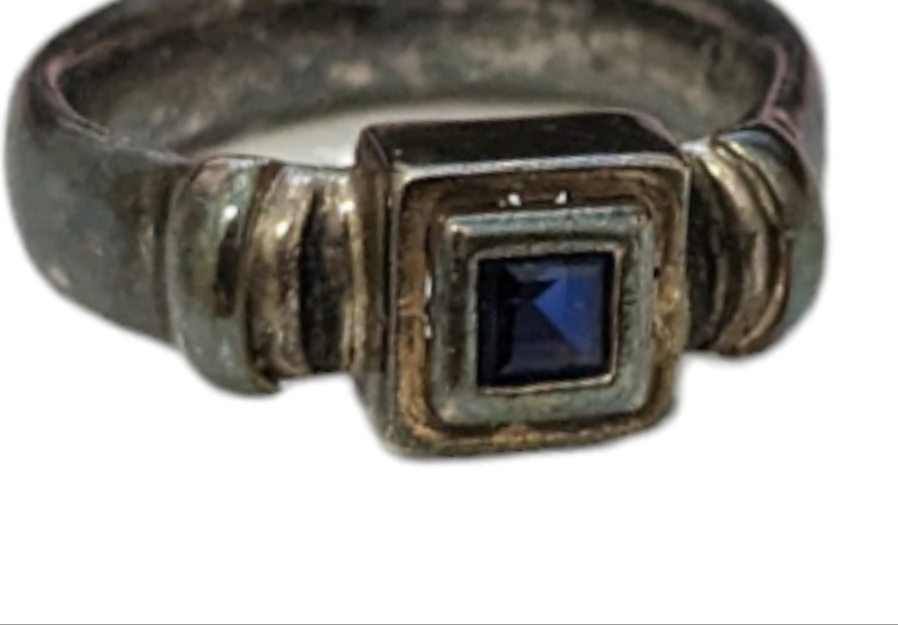 Vintage Men's Artisan Sterling Silver Ring, James Avery Style, Deep Blue Stone - Picture 13 of 13